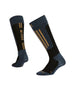 Pair of XTM Sochi II ski socks in Ocean, side and back views