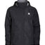 XTM Kakadu II men's rain jacket in Black, front view zipped with grey-lined hood and chest logo patch
