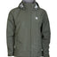 XTM Kakadu II men's 3-layer rain jacket in Khaki Green, front view with storm flap closed