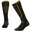 XTM Slalom merino ski socks in black with lime-yellow stripes, a pair shown from the back and side