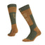 XTM Half Pipe II ski socks in Ivy, green with mustard heel, toe and shin panels