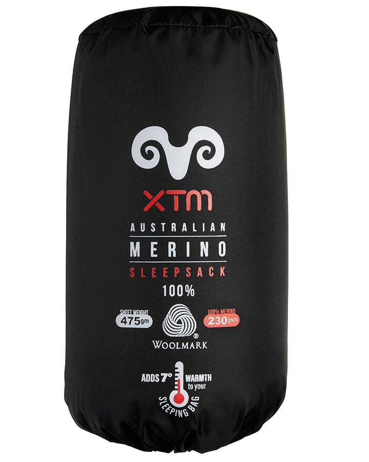 XTM Performance Sleeping Bag Black Dreamliner 170 Merino Wool Sleeping Bag Liner MU043-BLK
