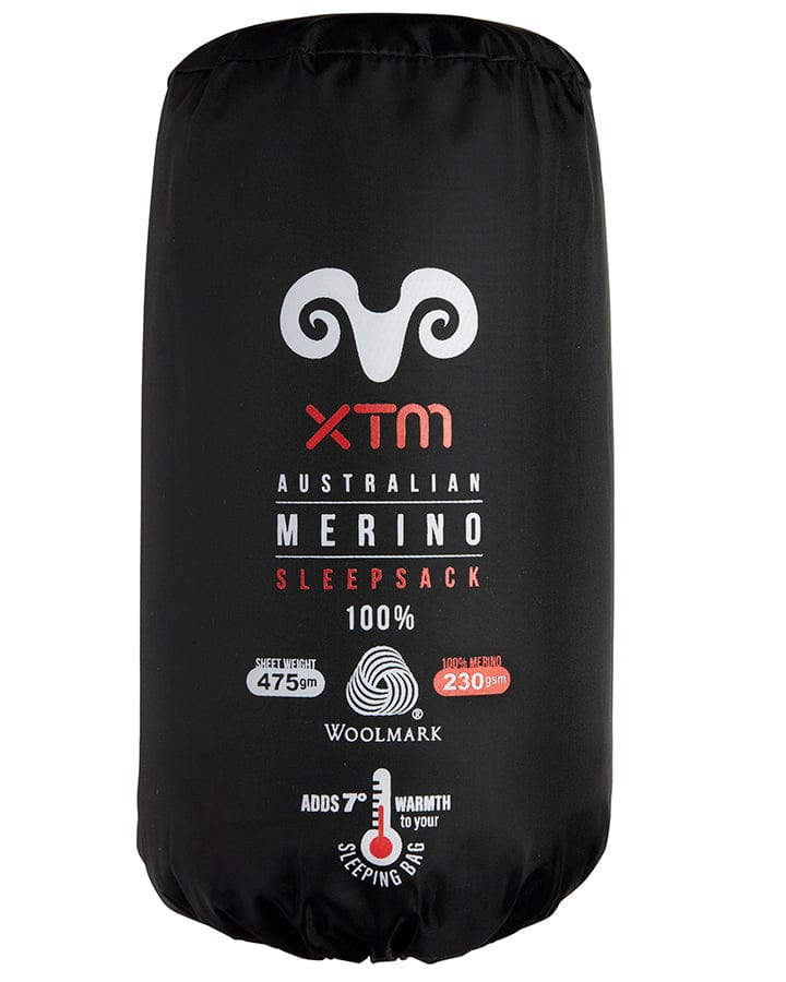 XTM Performance Sleeping Bag Black Dreamliner 230 Merino Wool Sleeping Bag Liner MU020-BLK