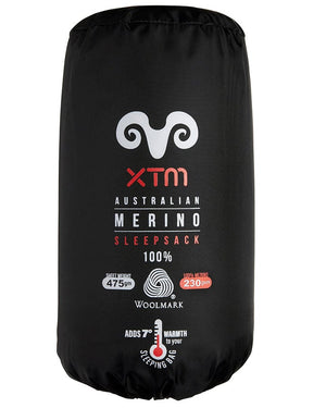 XTM Performance Sleeping Bag Black Dreamliner 230 Merino Wool Sleeping Bag Liner MU020-BLK