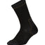 Single black XTM Venture merino hiking sock, side view showing the olive outline and grey toe
