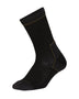 Single black XTM Venture merino hiking sock, side view showing the olive outline and grey toe