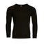 Black XTM Heatflex thermal top laid flat, front view with crew neck and ribbed cuffs