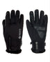 Pair of black XTM Estelle women's gloves showing the back with cuff zip and the leather palm with silicone finger grips