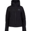 XTM Performance Woolxloft Womens Jacket in black, front view on white with the hood up