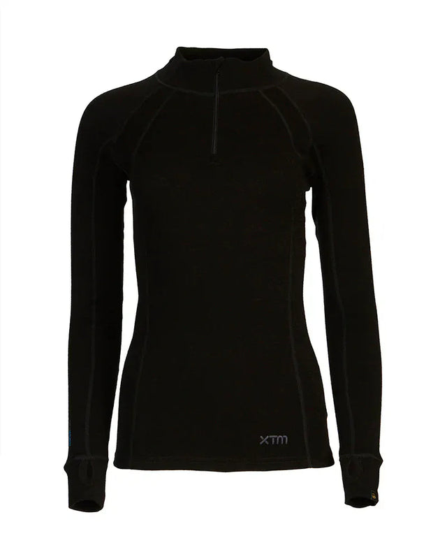XTM Performance Women's Thermal Top Black / 8 Ladies Merino 230 Wool Zip Neck Long Sleeve Thermal Top ML003-BLK-08