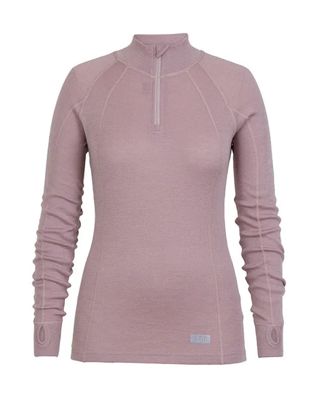 XTM Performance Women's Thermal Top Fog / 8 Ladies Merino 230 Wool Zip Neck Long Sleeve Thermal Top ML003-FOG-08