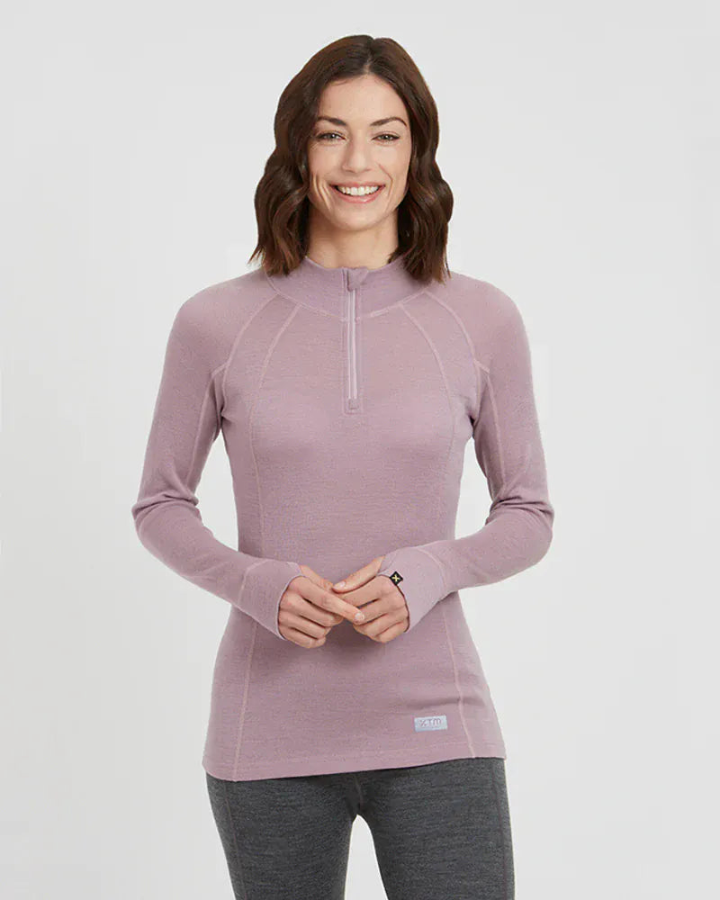 XTM Performance Women's Thermal Top Ladies Merino 230 Wool Zip Neck Long Sleeve Thermal Top