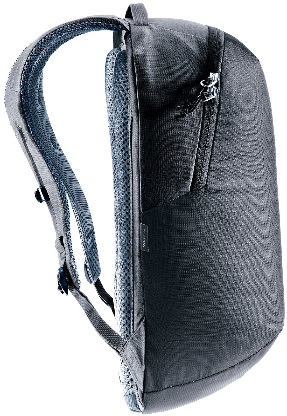 Deuter Yort 15 side profile showing the slim body and side zip