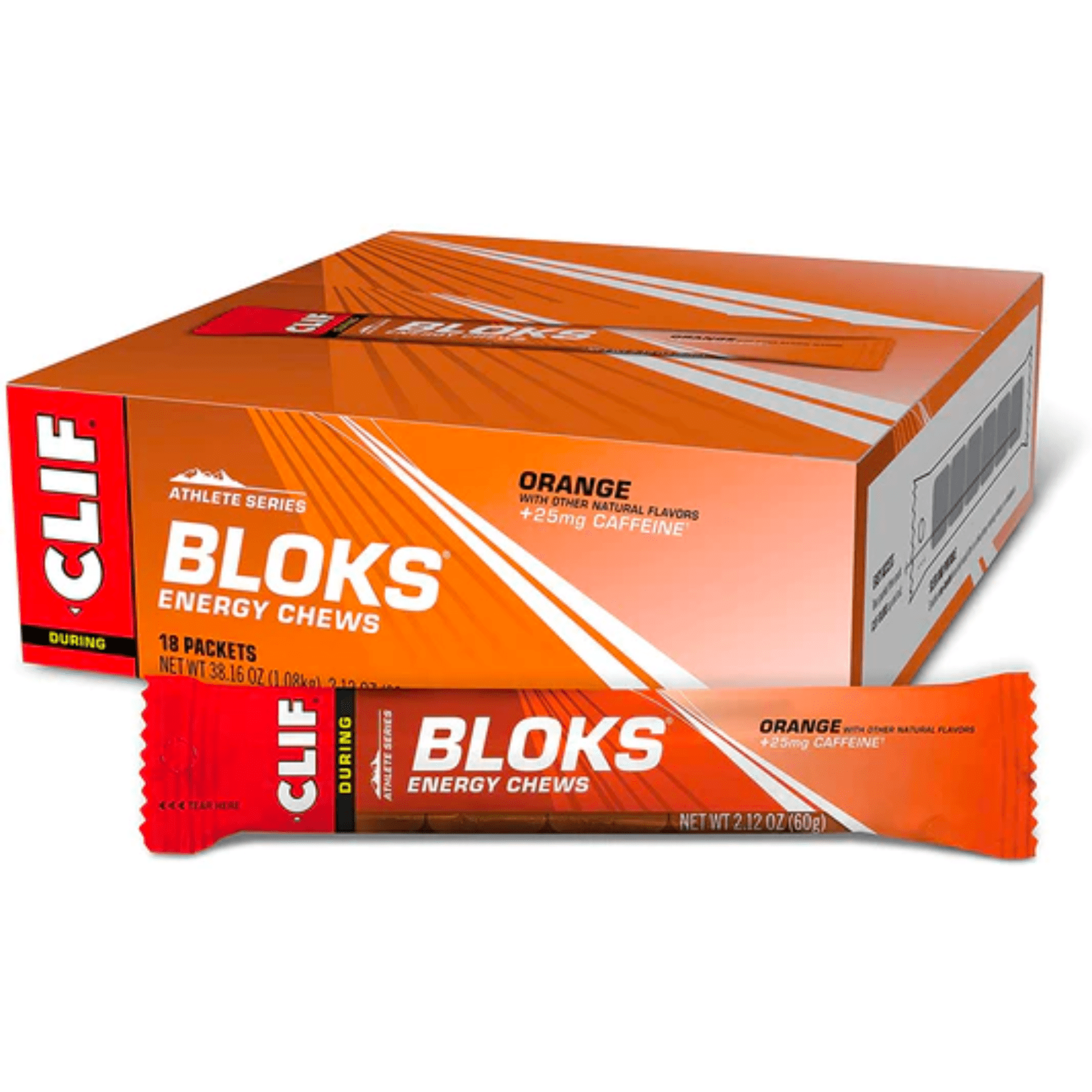 clif Energy Chews Box of 18 / Orange (25mg Caffeine) BLOKS Energy Chews CLIF52