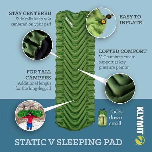 klymit Camp Mattress Static V Long BK06SVGR02D